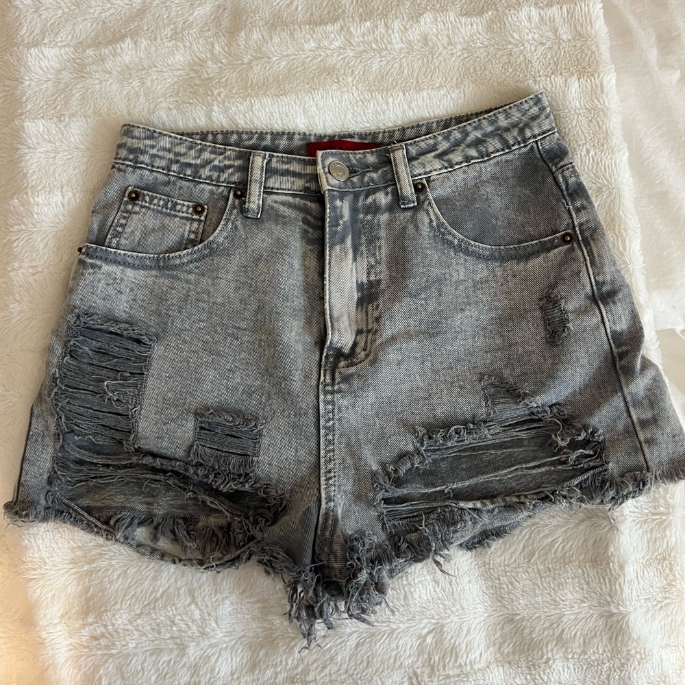 Grey Jean shorts high rise